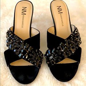 Neiman Marcus Jeweled Mule Heels